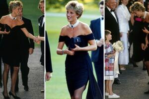 Lady Di usando 'el vestido de la venganza', diseñado por Christina Stambolian