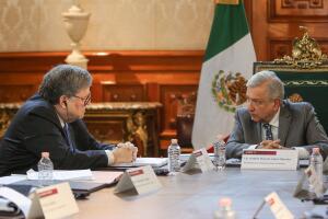 U.S. General Attorney William Barr meets with Mexico's President Andres Manuel Lopez Obrador at National Palace in Mexico City