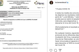 Lucía Méndez publica el resultado de su prueba de covid-19 
