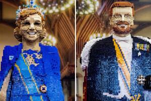Esculturas hechas de LEGO del rey Willem Alexandey y Máxima de Holanda