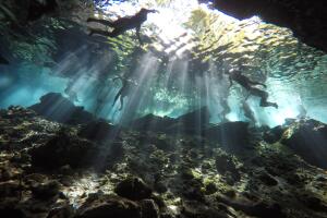Cenote swimming in Cancun, Mexico