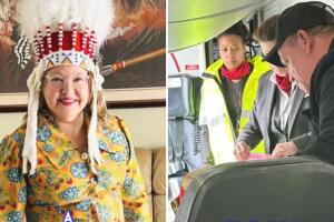 Retiran penacho de jefa tribal en vuelo