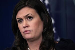 La secretaria de prensa de la Casa Blanca, Sarah Hucabee Sanders, durante una rueda de prensa en el 22 de enero de 2018.