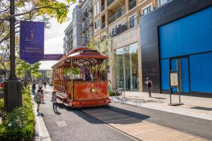 Trolley car at the Americana at Brand