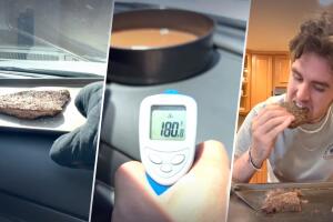 Influencer cocina en el calor de su carro