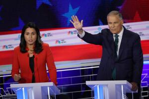 El gobernador Jay Inslee y la represenatnte Tulsi Gabbard han sido de los que menos han intervenido hasta ahora.