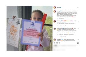 Julián Gil celebra logro de su hijo en Karate Do: Matías cambió de cinta amarilla a naranja.