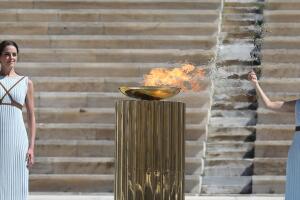 Ceremonia de encendido de la llama olímpica.