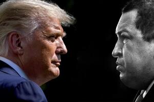 El presidente estadounidense Donald Trump y el exmandatario venezolano Hugo Chávez