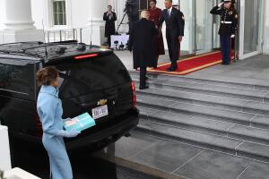 Donald And Melania Trump Arrive At White House Ahead Of Inauguration