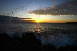 Sunset at Puerto Baquerizo Moreno, in Sa