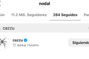 A diferencia de ella, Nodal aún seguía a Cazzu en Instagram hasta la mañana de este domingo 15 de septiembre. 