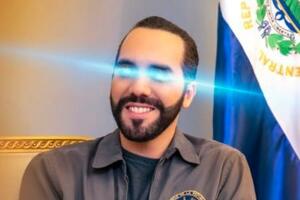 Bukele with Bitcoin laser eyes