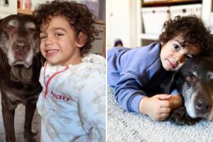 Tristán junto a su perro Milka