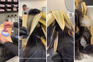 En video viral, estilista usa hojas de elote para tamal en vez de aluminio para decolorar cabello.