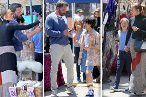 Ben Affleck y Jennifer López se van con Emme por gangas al mercado de pulgas 