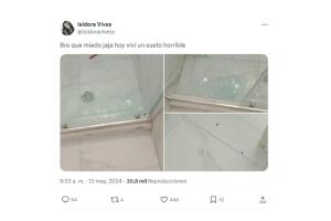 Así quedó la puerta de baño de Isi Vives.