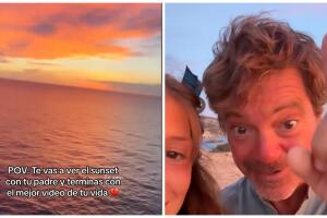 Joven graba el mejor video de la vida durante un atardecer con su papá
