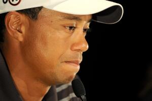Tiger Woods speaks during a press confer