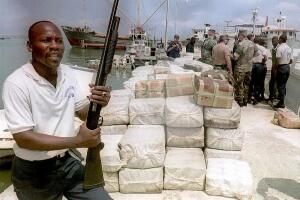 A Haitian Coast Guard officer guarding cocaine, Port-au-Prince