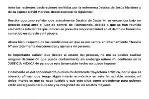 Laura Zapata comunicado de prensa enfermera