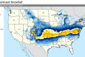 Mapa de estados afectados por la tormenta invernal en Estados Unidos
