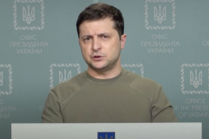 Presidente Volodymyr Zelensky en un video distribuido por la oficina de la presidencia de Ucrania.