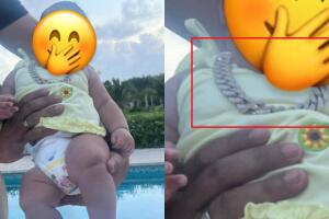 Este es el enorme collar con el que apareció la hija de Yailin y Anuel.