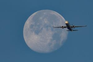 AUSTRIA-AIR-TRANSPORT-ASTRONOMY-MOON-AIRCRAFT-FEATURE