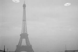 "Flying Saucers" Over Eiffel Tower
