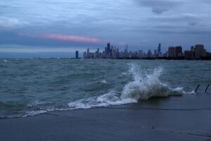 Olas en el lago Michigan