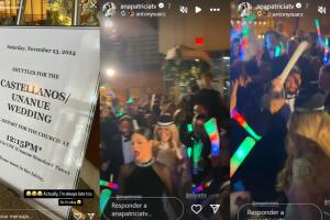Migbelis Castellanos disfrutó de la gran fiesta de su boda en la que fue captada así bailando con Ana Patricia Gámez, de Enamorándonos USA.   