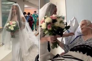 La mujer compartió que estaba viviendo "el día más feliz y el más triste de su vida" al casarse en un hospital para que su padre estuviera presente