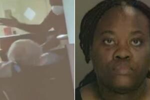 En el video se ve a la víctima en silla de ruedas gritar y levantar los brazos, para intentar esquivar los golpes de su cuidadora.