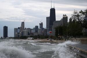 Olas en el lago Michigan