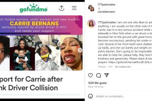 La madre de Carrie Bernans pide ayuda a través de GoFundMe para solventar los gastos de hospitalización de su hija.