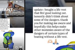 Kourtney Kardashian respondió así a las críticas por no ponerle a su hijo un chaleco salvavidas durante un paseo en bote.  