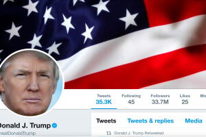 he masthead of U.S. President Donald Trump's @realDonaldTrump Twitter account