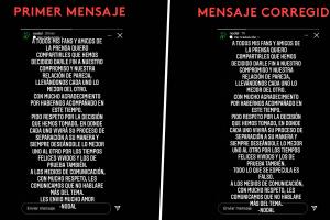 Mensajes que publicó Christian Nodal para dar a conocer que él y Belinda terminaron. 