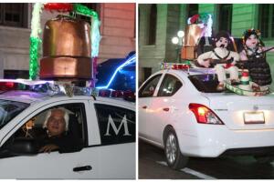 Conductor decora su Uber por fiestas mexicanas.