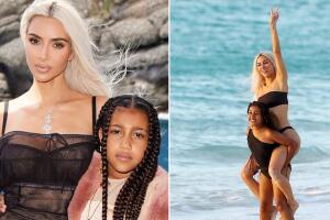 Con 9 años, North logra cargar a Kim Kardashian: las fotos de sus lujosas vacaciones en la playa 