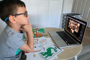 Student taking online virtual class