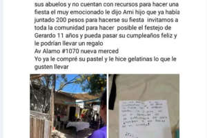Organizan fiesta sorpresa a niño sin papás.