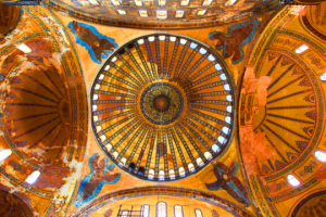 Techo de la mezquita Satna Sofía, Estambul, Turquía