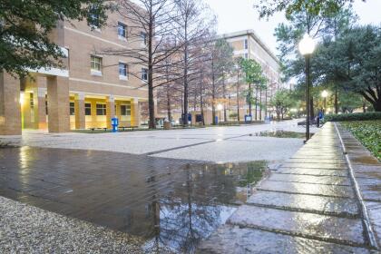 Arlington, USA - December 19, 2017: The University of Texas at Arlington after the rain, Texas, USA.
