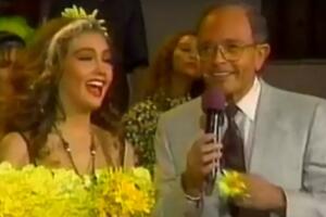 Thalía solo sonrió de manera aparentemente incómoda luego de que Raúl Velasco describió su imagen como "corrientota" en 'Siempre en domingo'.   