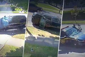 Persecución policial termina en volcadura en NY