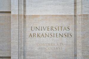 Logo at Entrance to University of Arkansas