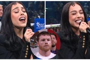 Danna Paola cantó el himno nacional en la pelea del 'Canelo'