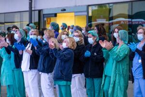 Coronavirus reactions in Valencia, tribute to all health workers in Valencia, Spain